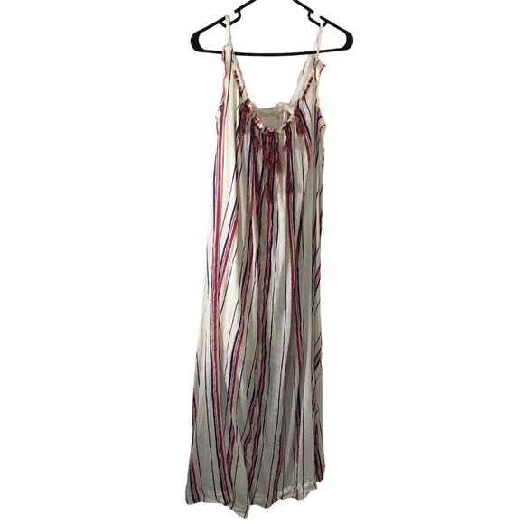 Free people unearthed boho blue red striped maxi dress size M - Picture 3 of 14